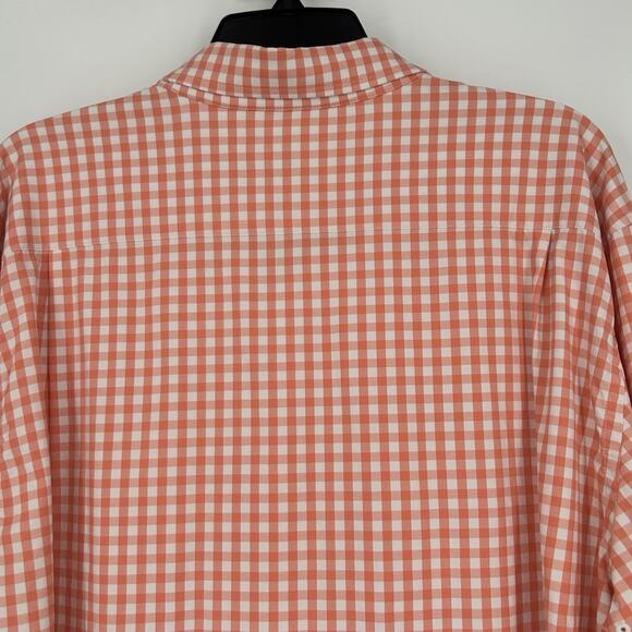 Southern Tide Nassau Gingham Performance Shirt Orange Long Sleeve Size XL - Picture 7 of 10